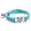 Heart Charm and Bell Cat Collar Safety Elastic Adjustable with Soft Velvet Material 5 colors pet Product small dog collar GA505