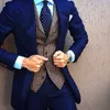 Brand New Navy Blue Men 3 Piece Suit Bröllop Tuxedos Utmärkt brudgum Tuxedos Notch Lapel Två knapp Men Blazer (Jacka + Byxor + Tie + Vest) 580