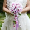 Artificia Wedding Bouquets with rattan artificial bridal flowers bride bouquet wedding Decorations artificial Lily rose WQ32