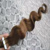 Уточная лента кожи в наращивание волос человека в человеческих волосах 40 шт. Тело для волос наращивание волос ленты клей 100 г 16 "18" 20 "22" 24 "Индийская ременная лента наращивания волос
