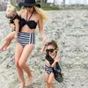 Family Matching Outfits stripe women baby swimwear outfits 2018 Mother and daughter Swimsuit Parent-child Bikinis 2pcs/set C3738