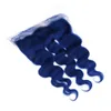 Körperwelle Virgin Peruanische Dark Blue Menschliches Haar Bundles mit Spitze Frontal Schließung 13x4 Körperwelle Reine Blaue Reine Haareinschlagfaden Erweiterungen