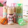 12 pcs / pacote novo mini aquarela lápis de madeira kawaii animais urso animais com papelaria escritório papelaria escola e0630