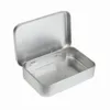 Plain silver tin box 8.8x6x1.8cm, rectangle tea mint candy business card usb storage box case