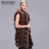 Winter Thick Vest 90cm long Natural Fox Fur Vest Sleeveless Outwear Fox Jacket Fashion Fur Coat Real Fur WaistcoatMs.MinShu