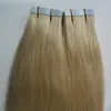 Grad 8a Tape Hårförlängningar Blond 40st Hudväft Hårförlängningar Rak ingen Lukt Osynlig Seamless Remy Tape In Extensions