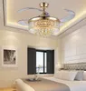 Nieuwe Stealth Fan Kroonluchter Crystal Kroonluchter Europese Woonkamer Restaurant Plafond Fans Lamp 42 Inch Dimmen LED LLFA