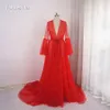 Illusion Tulle Long Boudoir Robe Fotografia Suknia Wieczorowa Z Długim Rękawem Szata Szalik Party Suknia Szkoła Boże Narodzenie Dress Dress