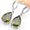 10PRS LuckyShine Fashion Shine Water Drop Fire Peridot Cubic Zirconia Gemstone Silver Dangle Oorbellen voor Holiday Wedding Party