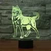 Visual Husky Pet 3D Luz Noturna LED Candeeiro de Mesa 3D Lihgting 7 Cores Mudando Lâmpada USB Quarto Dormir Decoração de Natal#R54