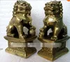 Darmowa Wysyłka Chiński Foo Dog Lion Fu Bronze Statua Para Figurki Feng Shui Elementy Oriental SZ: 11x6x8.3cm