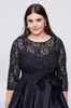 Plus size preto formal vestidos de baile mangas compridas sheer jóia pescoço renda alta baixa vestidos de noite barato vestido de festa curto