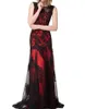 Aplikacje czarna koronkowa suknia wieczorowa syrenka Sheer szyi tiul gotycki partt sukienki vestidos de novia tallas grandes sruidsjurken dh4208