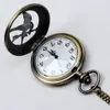 Wholesale 100pcs/lot Pendant Necklace Chain Quartz Bronze Bird Watch Pocket Watch PW102