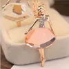 Miss Korean Jingjing Love Ballerina Girl Necklace Crystal Full Diamond Sweater Chain