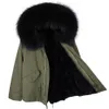 New Parkas Winter Jacket Women Coat Natural Real Raccoon Fur Collar Hood Rabbit Fur Liner Detachable Outerwear Thick