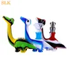 Mini colorato dritta dritta silicone Bong acqua bong con motivi di fumatori di silicone di dinosauro per tubo di bruciatore a olio di erba secca Shisha Bong