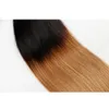 Ombre raka mänskliga hårbuntar med stängning T1B27 Brasiliansk remy hårväv 3 buntar med spetsstängning del4445345