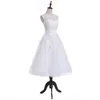 2018 섹시 특종 아플리케 플리츠 단추와 티 길이 A- 라인 웨딩 드레스 얇은 명주 그물 지퍼 신부 가운 Vestido De Novia BA10