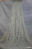 Ultimi 3 metri tessuto geometrico con paillettes ricamato tulle tessuto di pizzo avorio per abito da sposa tessuto di pizzo cucito artigianale4299546