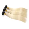 Dark Root Ombre 1B 613 Blond Two Tone Hume Hair Weft Bunds med fulla frontaler honung blond ombre hårväv med frontala clo5923448