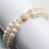 Novo Genuine 2row 7-8mm Branco Akoya Cultured Pearl Pulseira Bracelete 7.5 "