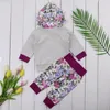 Yenidoğan Bebek Giyim Kız Çiçek Çizgili Kapşonlu + Çiçek Pantolonlar Tozluklar 2PCS Çocuk Giyim Seti Kızlar kıyafetler Bebek Kız Giyim Seti Tops