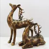 Christmas promotional home decor couples polyresin deer statue animal figure resin ornaments/crafts