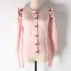 New Sweaters sleeve silver black fungus stereo rose clasp knitted cardigan Cultivate morality round collar coat female