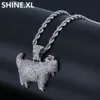 Hip Hop Iced Out Animal Geit Hanger Ketting Goud Verzilverd Micro Verharde Zirkoon Ketting Link Met Touw Chain1392664