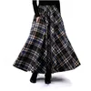 Groothandel- 2017 herfst winter vrouwen rok 50s vintage en wol maxi elastische taille plaid klassieke dikke warme saias longa