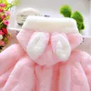 Barnbarnflickor Poncho Rabbit Bunny Ear Hooded Coat Warm Jacket Snowsuits Outwear 0-3 Year