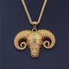 ゴールドシルバーカラーヤギ羊ヘッドペンダントネックレスヒップホップスタイル女性のための動物のヘッドネックレス