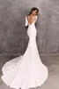 2019 Vintage Berta Mermaid Dresses Stretch Satin Long Sleeve Long Backless Bridal Vestidos de Novia Wedding Dress Custom 3603736