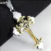 Modig Calssic Vintage Charm Womens Rostfritt Stål Halsband Personlighet Män Punk Hip Hop Cross Pendant Halsband Smycken