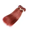 Brasilianska rödbruna Human Hair Weave Bundlar 3PCs färgade # 33 Auburn Virgin Remy Mänskliga hårförlängningar Straight Double Wefts 10-30 "
