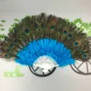 13.7"(35CM). 21 Bones Peacock Fan Plastic Staves Feather Fan for Costume Dance Party Decorative Handheld Folding Fan 11 Colors Selects