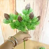 5 Bundles Artificial Pine Needles Pineal Fruit Branch Leaf-shaped For Home Office Wedding Garden Decoration