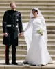 2019 Prince Harrymeghan Markle Lange mouwen trouwjurken 2018 Simple Satin Bateau Neck Long Bridal Wedding Jurken Court Train C251J