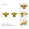 Tardoo Gold Bee Stud Earrings 925 Silver Women Cute Bee Earring Fashion Jewelry Black Stripe Gold Honey Bee Animal Stud Earring Y18110503