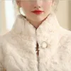 2018 Winter Women Faux Fur Wraps And Shawls Long Sleeve Beaded High Neck Warm Wedding Shrug Stoles Jackets Bolero For Wedding Dres4784572