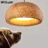 handmade bamboo pendant lamp hand knitted suspension light natural bamboo material lighting home dinning room restaurant hotel