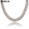 Mäns 18mm Solid Heavy Iced Out Zircon Miami Cuban Link Necklace Choker Bling Bling Hip Hop Smycken Gold Silver Chain 18 "22"