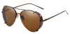 Zwarte zonnebrillen met zijschilden plat metalen half frame roodbruine mannelijke zonnebril voor mannen vrouwen UV4006700630