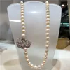 Hot Sell 8-9mm 50 cm Vit naturligt sötvatten Pärlhalsband Micro Inlay Zircon Swan Accessories Fashion Jewelry