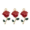 Wholesale 30PCS/Lot Gold Color Enamel Red Alloy Grace Rose Look Charms Handmade Pendant DIY Fashion Necklace Jewelry Findings