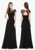 Lace Chiffon Evening Dresses Long Lacey Neckline Open Back Elegant Summer Dresses New Evening Gowns Prom/Party/Bridesmaid/Mother Dresses