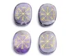 4 pcs Naturel Chakra Quartz Améthyste Lapis Oeil De Tigre Pierre Cristal Gravé Reiki Guérison Ancien Nordique Viking Rune Vegvisir Boussole Symboles Ensemble