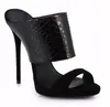 Des femmes de qualité mode ouverte ouverte or slipper en cuir stiletto noir sier high talons sandals chaussures de rue