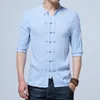 Wholesale-Chinese style Flax summer pants embroidered yarn men's shirt men's long sleeve shirt men's retro cotton shirt